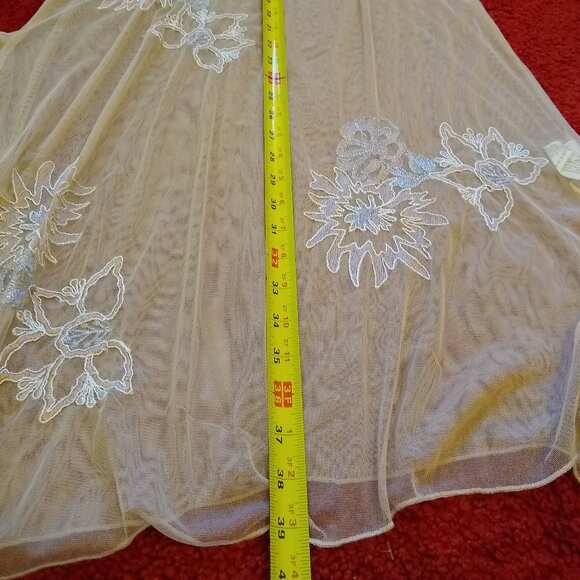 ZARA Peach Elegant Sheer Embroidered Floral-Lace mesh dress - Picture 8 of 9